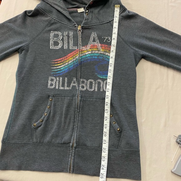 Billabong Gray Rainbow Wave Graphic Full Zip Hoodie Sweatshirt Women's Size L - Picture 3 of 6